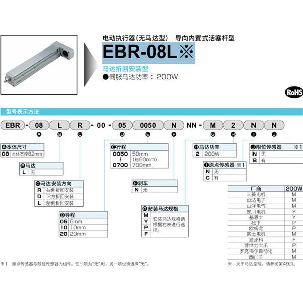 CKD喜開理電動執(zhí)行器（無馬達型）滑塊型EBR-08LR-00-200700NNN-F2CB